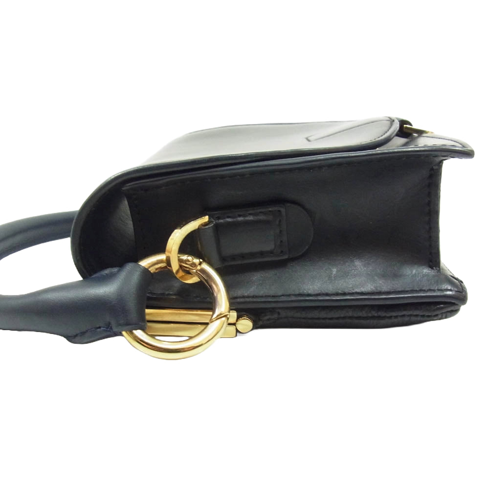 Sacai サカイ Satchel レザー ハンドバッグ ネイビー系【中古】