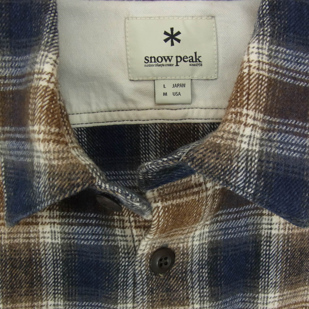 snowpeak スノーピーク SH-16AU302 ヘビー フランネル チェック シャツ マルチカラー系 L【中古】