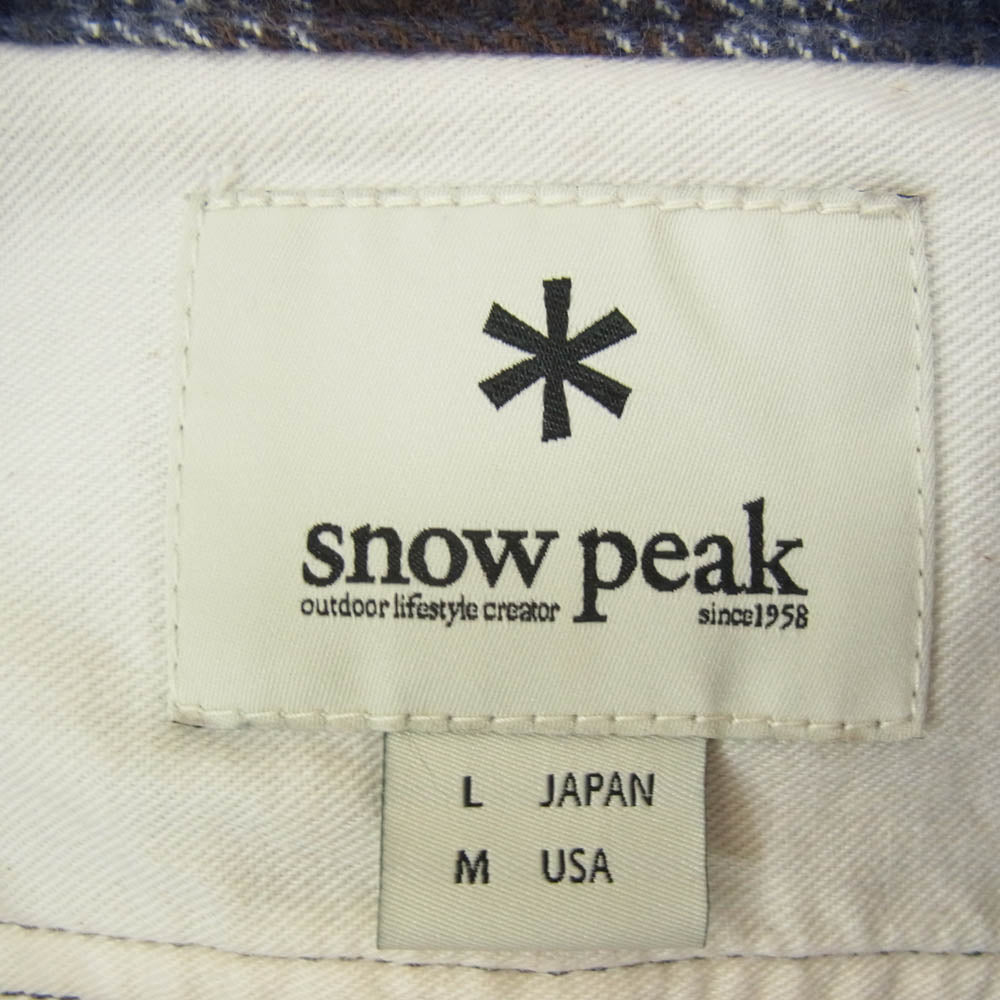 snowpeak スノーピーク SH-16AU302 ヘビー フランネル チェック シャツ マルチカラー系 L【中古】
