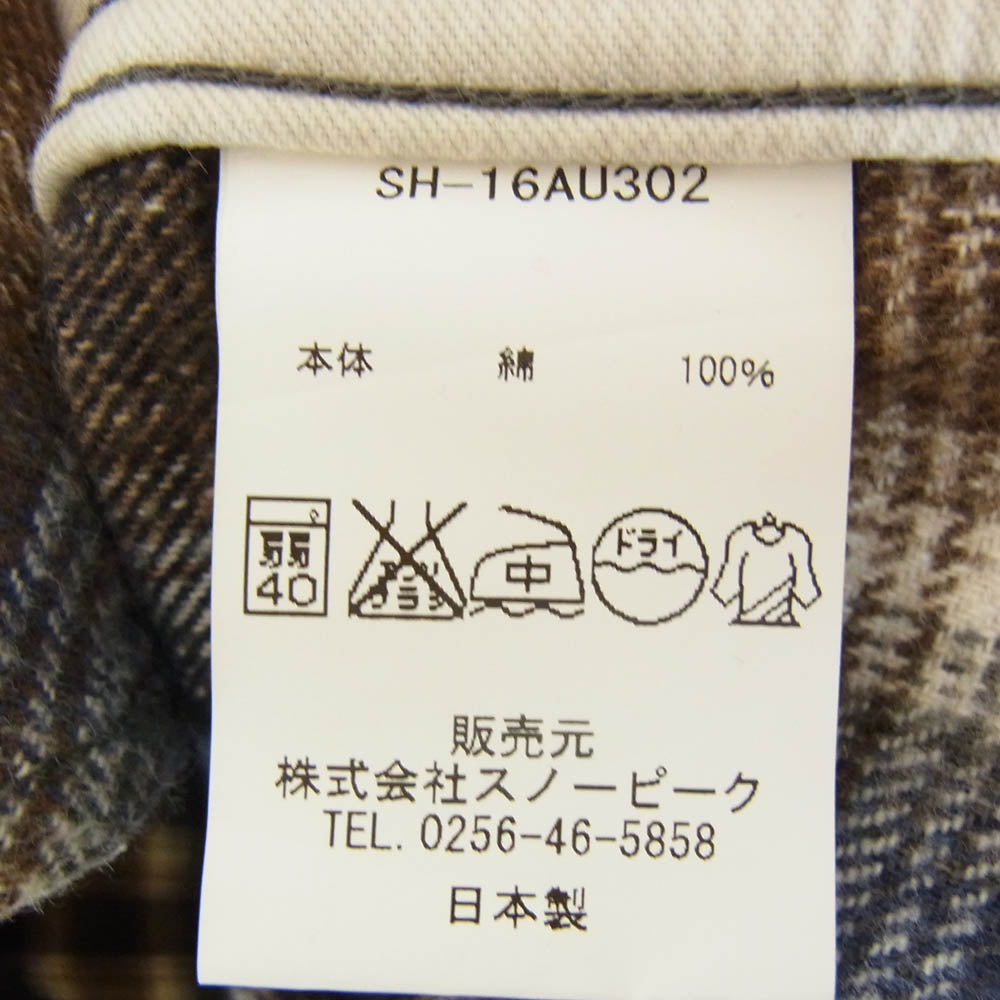 snowpeak スノーピーク SH-16AU302 ヘビー フランネル チェック シャツ マルチカラー系 L【中古】
