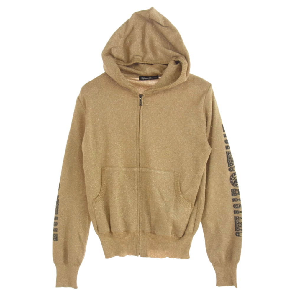 HYSTERIC GLAMOUR ヒステリックグラマー 01173ND05 アームロゴ ラメ ジップアップ パーカー ゴールド系 FREE【中古】
