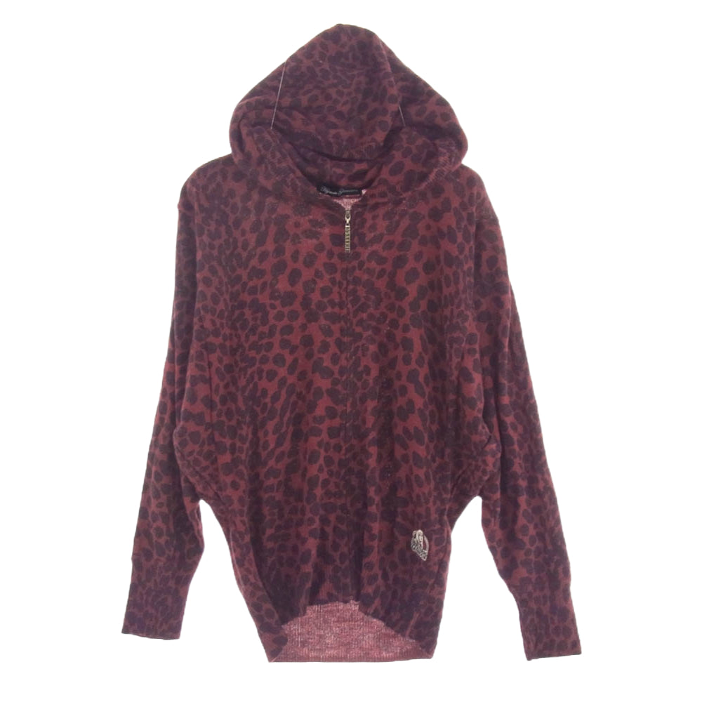 HYSTERIC GLAMOUR ヒステリックグラマー 0123ND10 レオパード柄 ジップアップ パーカー レッド系 FREE【中古】
