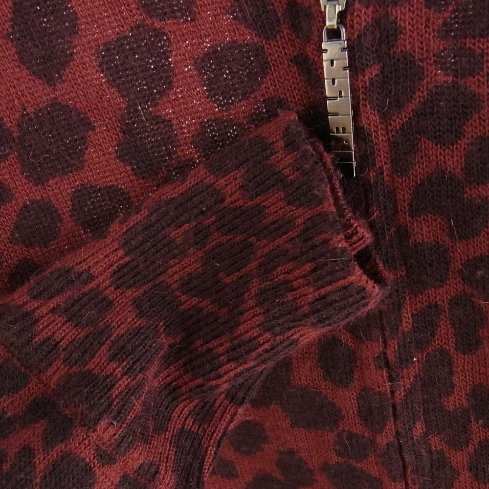 HYSTERIC GLAMOUR ヒステリックグラマー 0123ND10 レオパード柄 ジップアップ パーカー レッド系 FREE【中古】