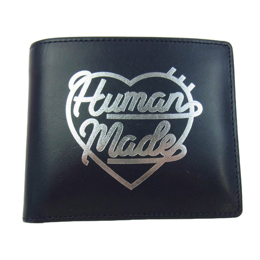 HUMAN MADE ヒューマンメイド HM26GD089 Leather Wallet レザー ウォレット 2つ折 財布 ネイビー系【中古】