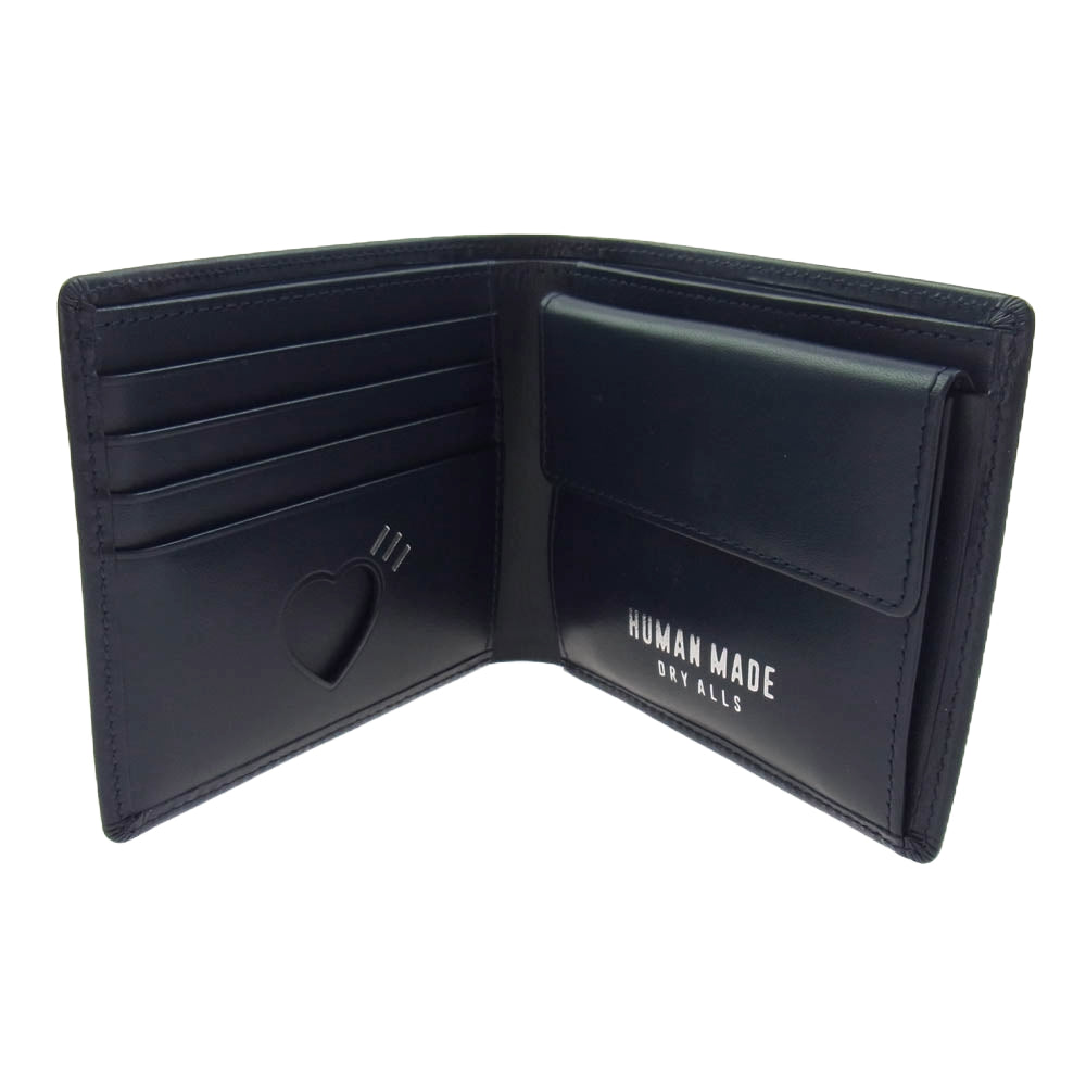 HUMAN MADE ヒューマンメイド HM26GD089 Leather Wallet レザー ウォレット 2つ折 財布 ネイビー系【中古】