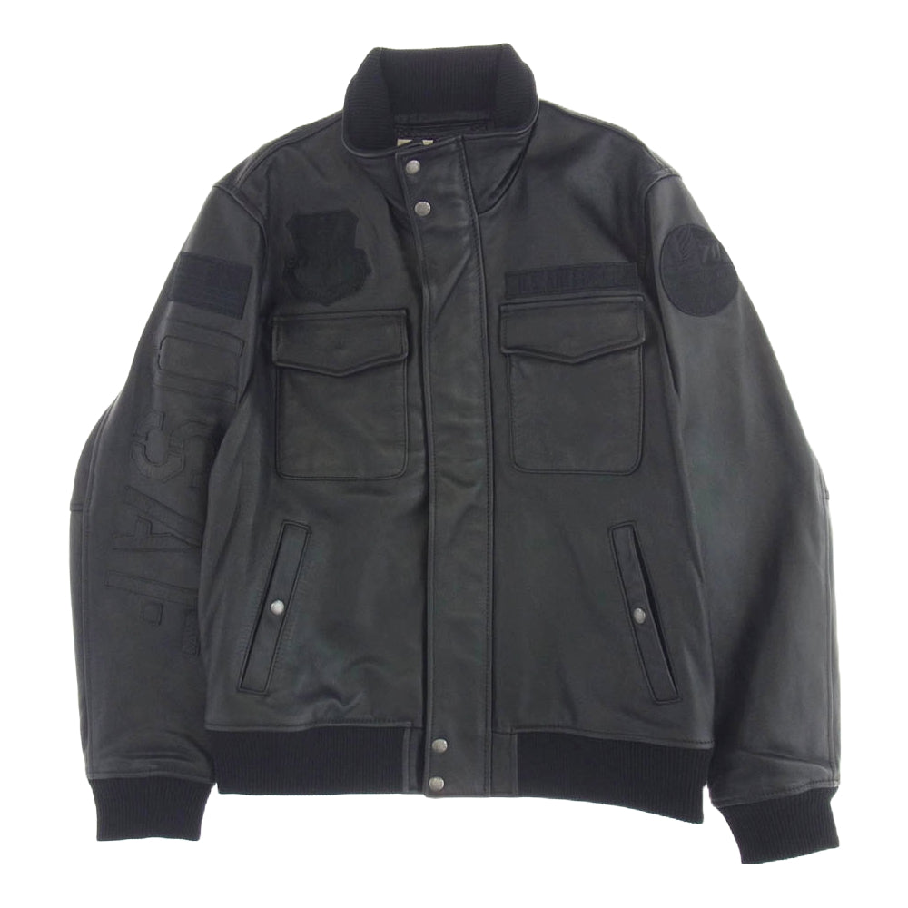 AVIREX アヴィレックス 6171076 USAF アメリカ 空軍 70周年 記念 レザー ジャケット ブラック系 XXL【中古】