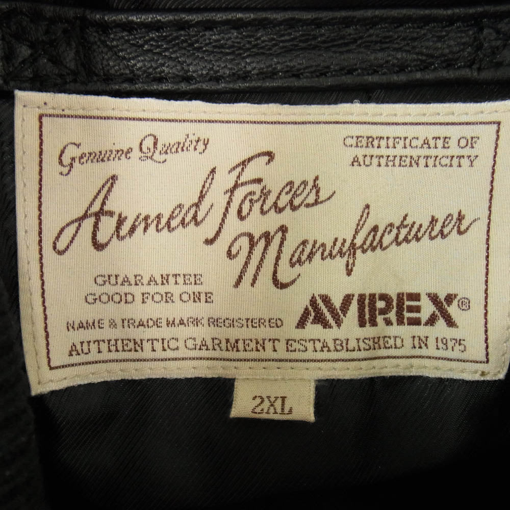 AVIREX アヴィレックス 6171076 USAF アメリカ 空軍 70周年 記念 レザー ジャケット ブラック系 XXL【中古】