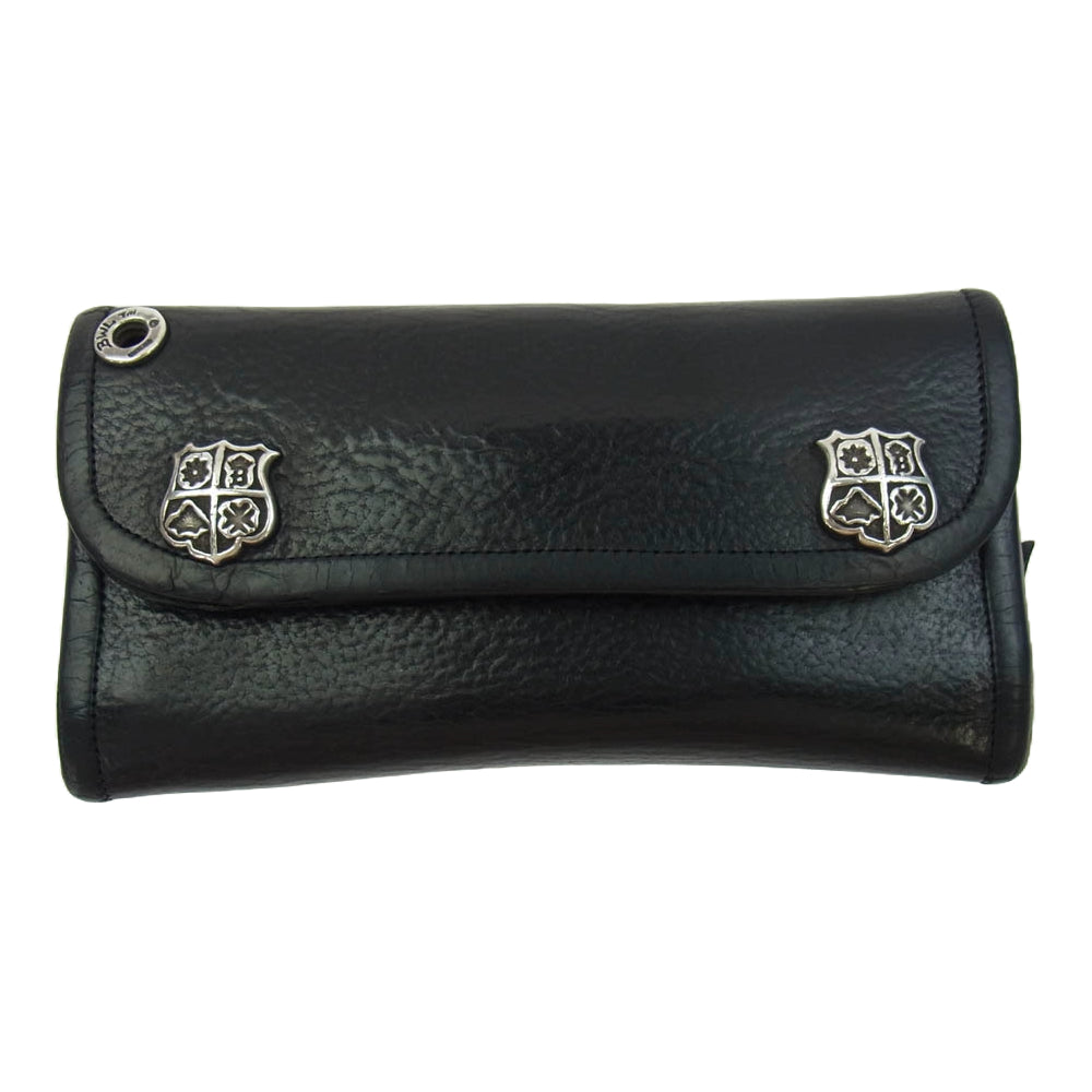BILL WALL LEATHER ビルウォールレザー コンチョボタン ラージカレンシー ロングウォレット 長財布 ブラック系【中古】
