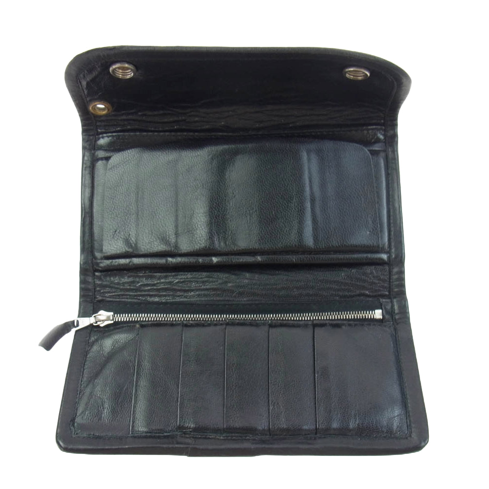 BILL WALL LEATHER ビルウォールレザー コンチョボタン ラージカレンシー ロングウォレット 長財布 ブラック系【中古】