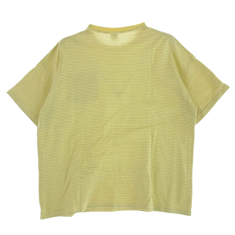 サンデイズベスト 胸ポケット 半袖 ボーダー Tシャツ イエロ― グリーン イエロー系 L【中古】