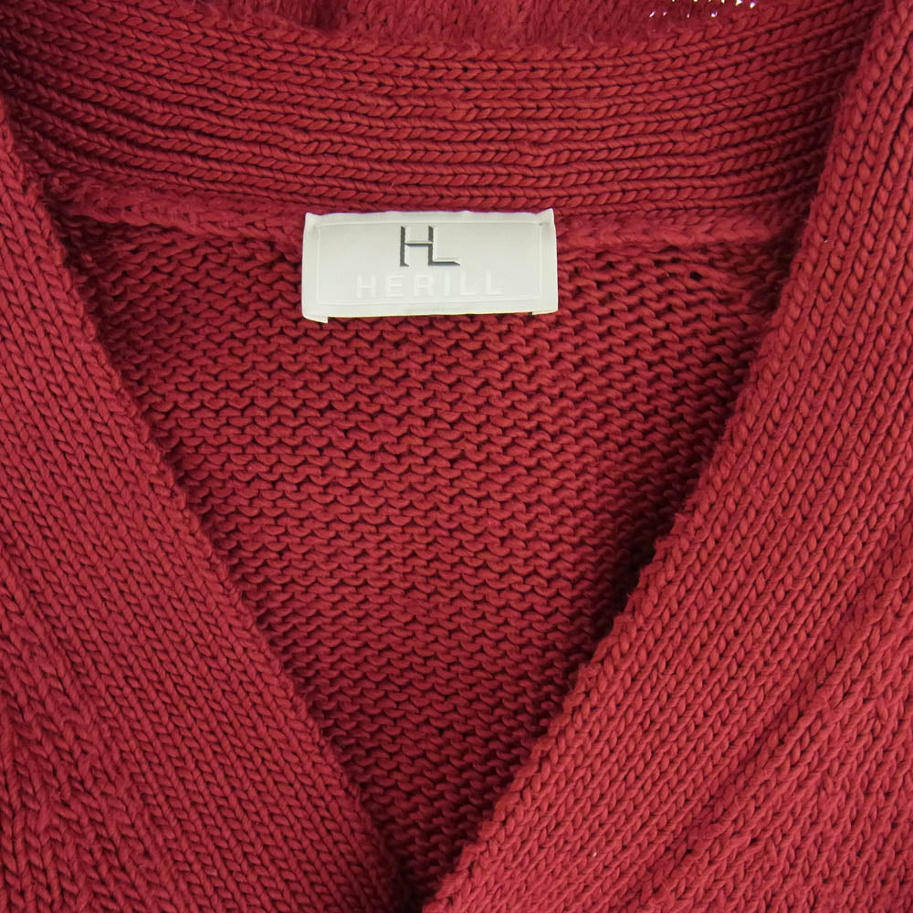 ヘリル 23aw 23-080-HL-8000-1 Cottoncode Cardigan コットンコード カーディガン レッド系 2【中古】