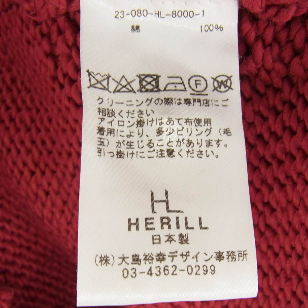 ヘリル 23aw 23-080-HL-8000-1 Cottoncode Cardigan コットンコード カーディガン レッド系 2【中古】
