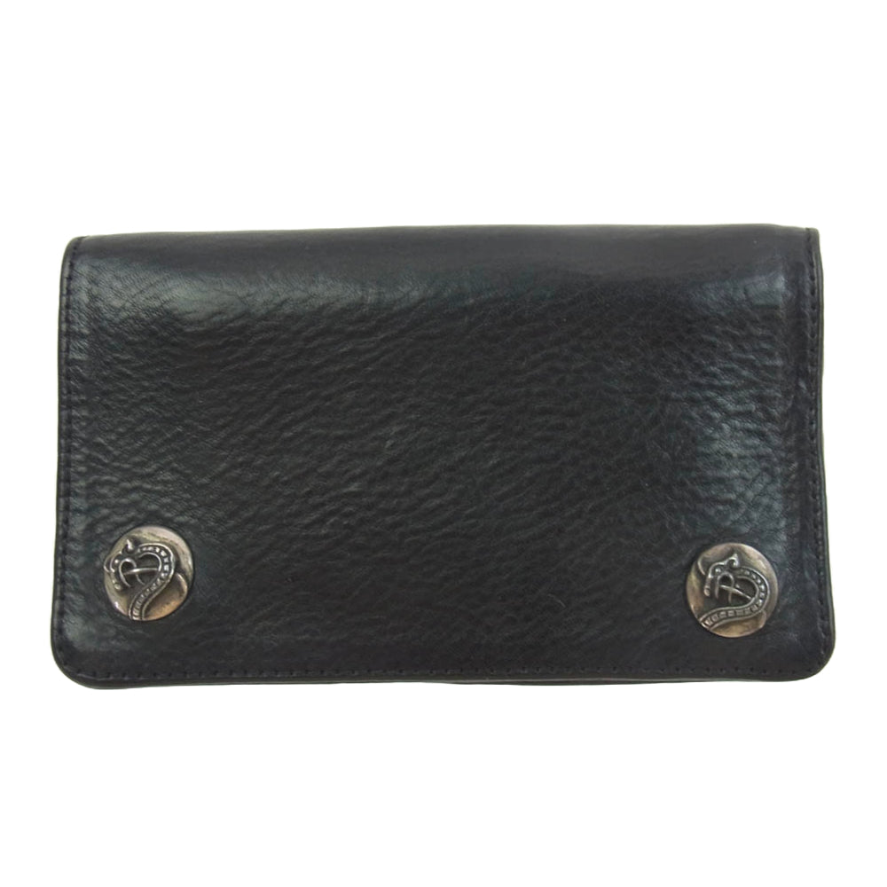 CHROME HEARTS クロムハーツ（原本無） OLD オールド 1ZIP 1ジップ レザー ウォレット ケルティック ボタン ブラック系【中古】