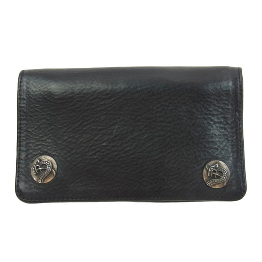 CHROME HEARTS クロムハーツ（原本無） OLD オールド 1ZIP 1ジップ レザー ウォレット ケルティック ボタン ブラック系【中古】