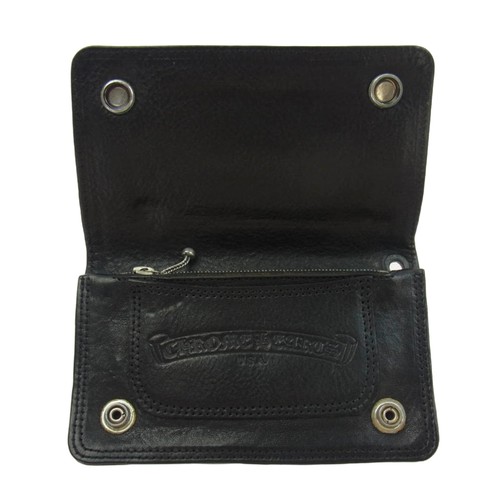 CHROME HEARTS クロムハーツ（原本無） OLD オールド 1ZIP 1ジップ レザー ウォレット ケルティック ボタン ブラック系【中古】