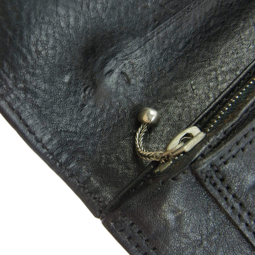 CHROME HEARTS クロムハーツ（原本無） OLD オールド 1ZIP 1ジップ レザー ウォレット ケルティック ボタン ブラック系【中古】