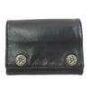 CHROME HEARTS クロムハーツ（原本無） 3FOLD 3フォールド レザー ウォレット ケルティックフローラル ボタン ブラック系【中古】