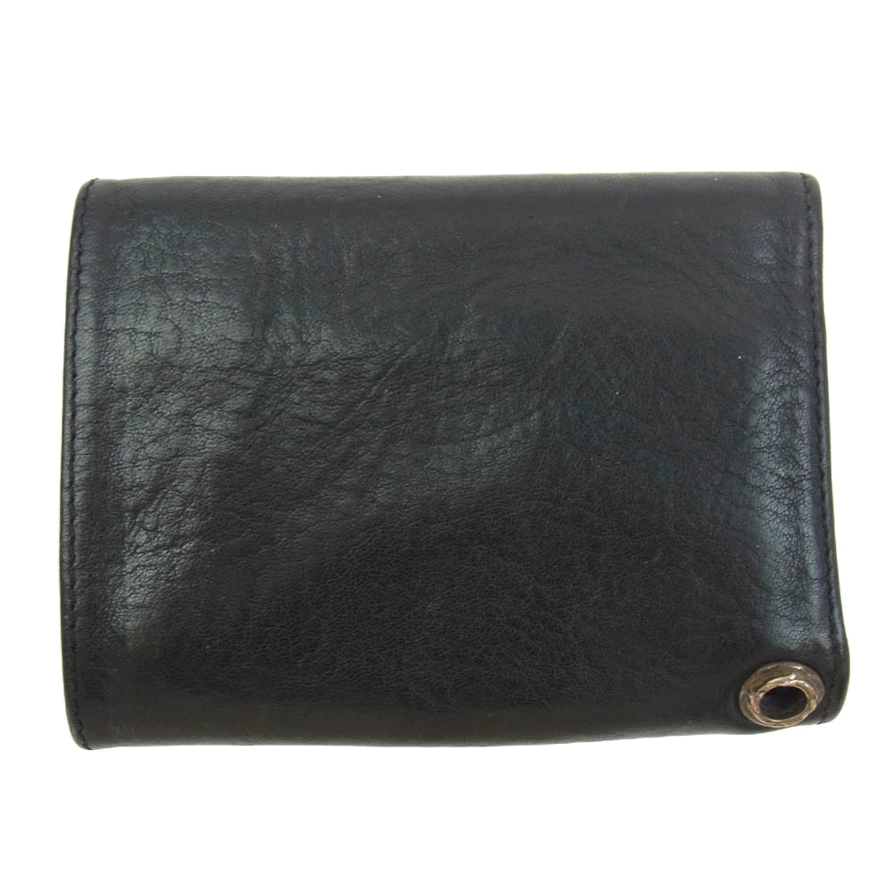 CHROME HEARTS クロムハーツ（原本無） 3FOLD 3フォールド レザー ウォレット クロス ボタン ブラック系【中古】
