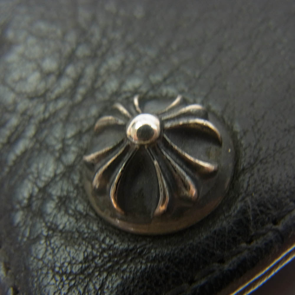 CHROME HEARTS クロムハーツ（原本無） 3FOLD 3フォールド レザー ウォレット クロス ボタン ブラック系【中古】