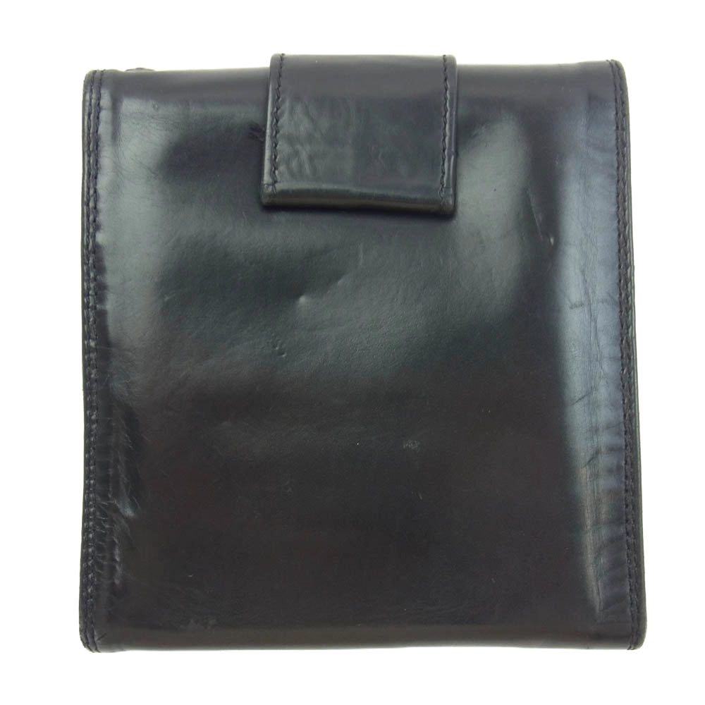 CHROME HEARTS クロムハーツ（原本無） 3FOLD LARGE ラージ 3フォールド レザー ウォレット フローラル ボタン コノリーレザー ブラック系【中古】