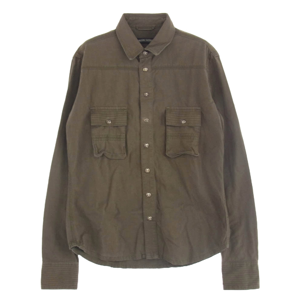 CHROME HEARTS クロムハーツ（原本無） ARMY FB BS FLUER アーミー シャツ BSフレアボタン ミリタリー 長袖 シャツ カーキ系 SM【中古】