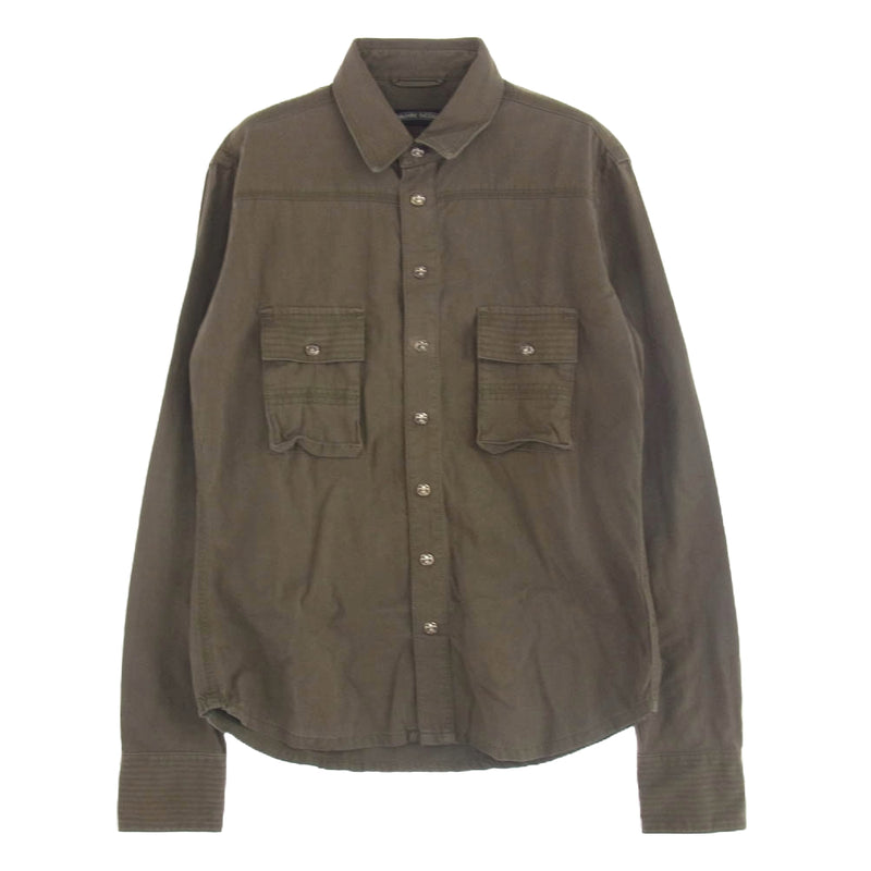 CHROME HEARTS クロムハーツ（原本無） ARMY FB BS FLUER アーミー シャツ BSフレアボタン ミリタリー 長袖 シャツ カーキ系 SM【中古】