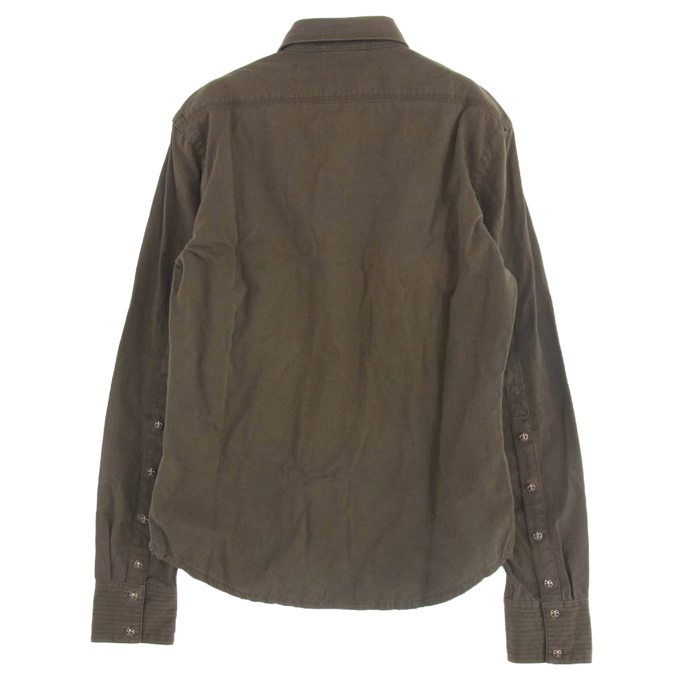 CHROME HEARTS クロムハーツ（原本無） ARMY FB BS FLUER アーミー シャツ BSフレアボタン ミリタリー 長袖 シャツ カーキ系 SM【中古】