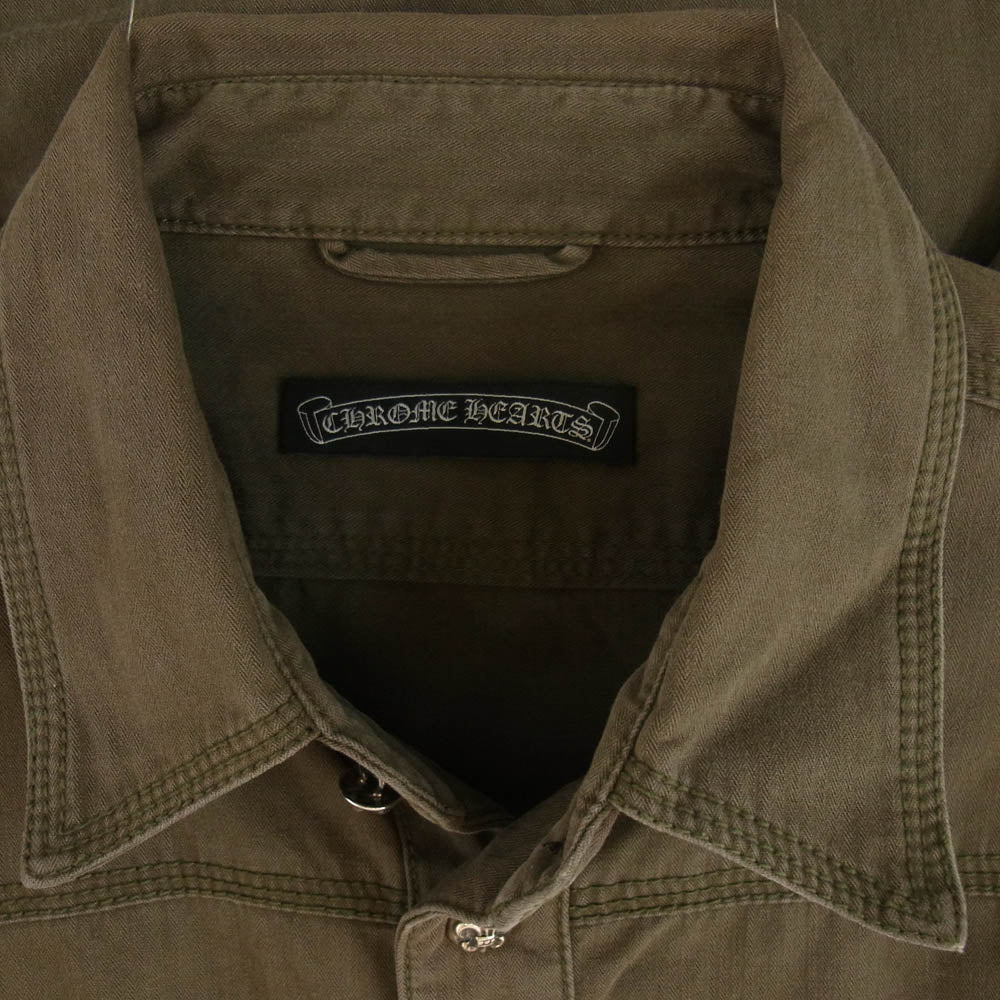 CHROME HEARTS クロムハーツ（原本無） ARMY FB BS FLUER アーミー シャツ BSフレアボタン ミリタリー 長袖 シャツ カーキ系 SM【中古】