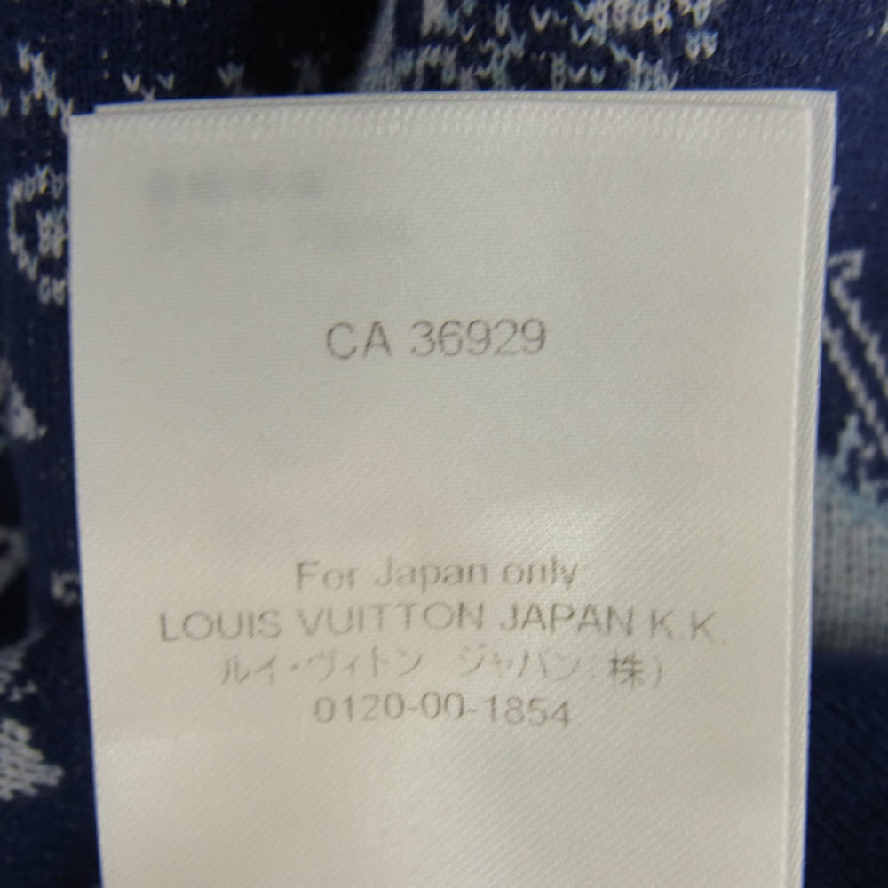LOUIS VUITTON ルイ・ヴィトン 22AW RM222M N31 HNY28W モノグラム バンダナ ショートスリーブ フーディ パーカー ネイビー系 グレー系 L【中古】