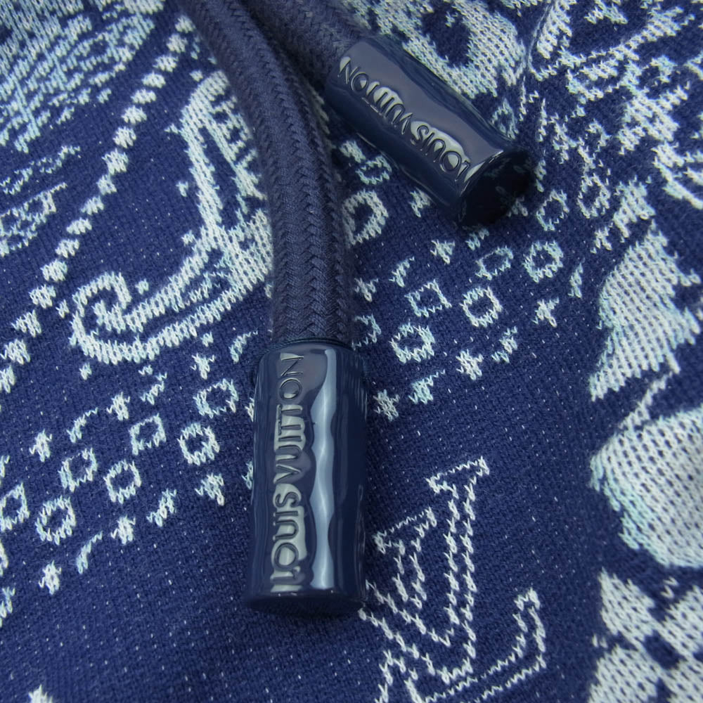LOUIS VUITTON ルイ・ヴィトン 22AW RM222M N31 HNY28W モノグラム バンダナ ショートスリーブ フーディ パーカー ネイビー系 グレー系 L【中古】