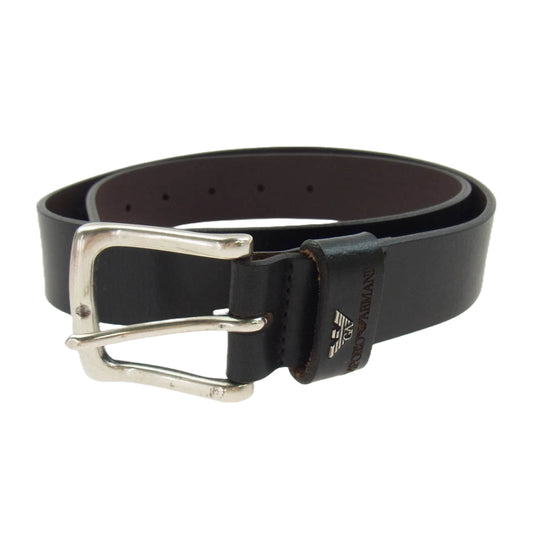 Emporio Armani エンポリオ・アルマーニ Y4S198 LEATHER BELT ロゴ レザー ベルト ブラック系【中古】