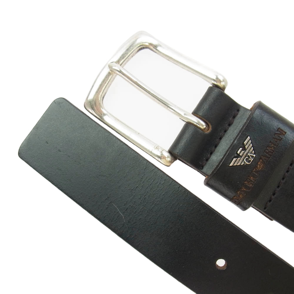 Emporio Armani エンポリオ・アルマーニ Y4S198 LEATHER BELT ロゴ レザー ベルト ブラック系【中古】