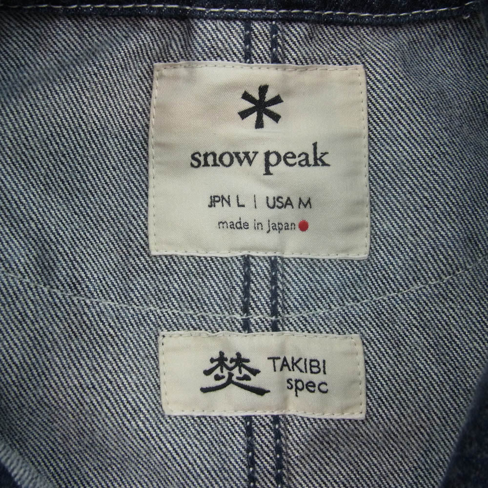 snowpeak スノーピーク JK-19AU110 TAKIBI 焚火 デニム カバーオールジャケット インディゴブルー系 L【中古】