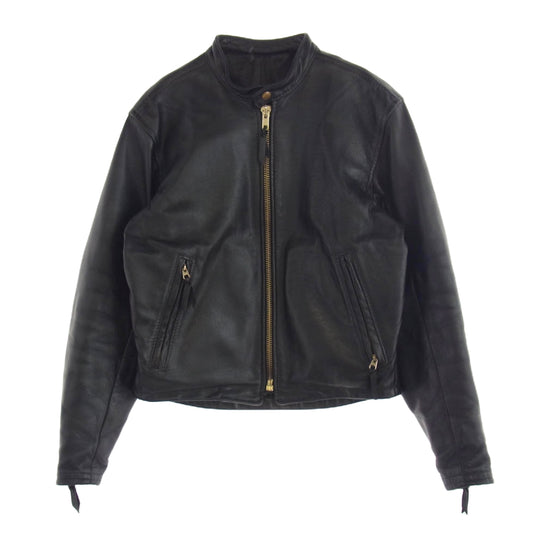 LANGLITZ LEATHERS ラングリッツレザーズ キャスケード センタージップ カスタム ゴートレザー シングル ライダース ジャケット ブラック系【中古】