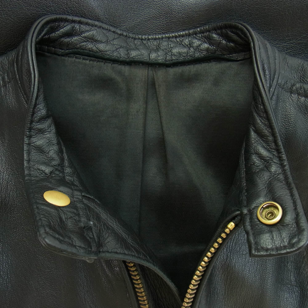 LANGLITZ LEATHERS ラングリッツレザーズ キャスケード センタージップ カスタム ゴートレザー シングル ライダース ジャケット ブラック系【中古】