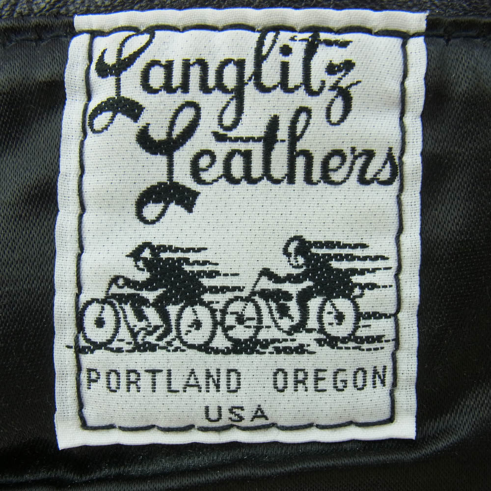 LANGLITZ LEATHERS ラングリッツレザーズ キャスケード センタージップ カスタム ゴートレザー シングル ライダース ジャケット ブラック系【中古】