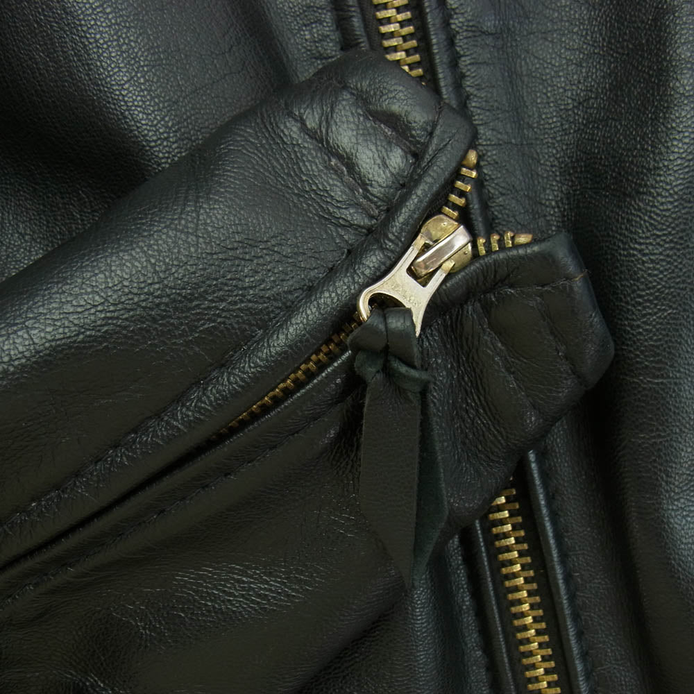LANGLITZ LEATHERS ラングリッツレザーズ キャスケード センタージップ カスタム ゴートレザー シングル ライダース ジャケット ブラック系【中古】