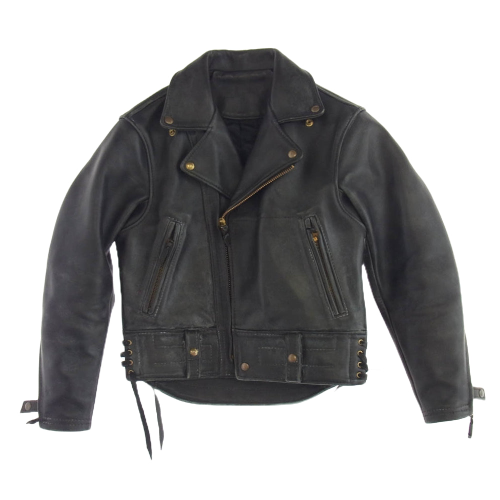 スケアクロウ Yah-Ta-Hey ヤタヘイ MADE IN USA SPE CALIFORNIA LEATHER カルフォルニア レザー ダブル ライダース ジャケット ブラック系 38【中古】