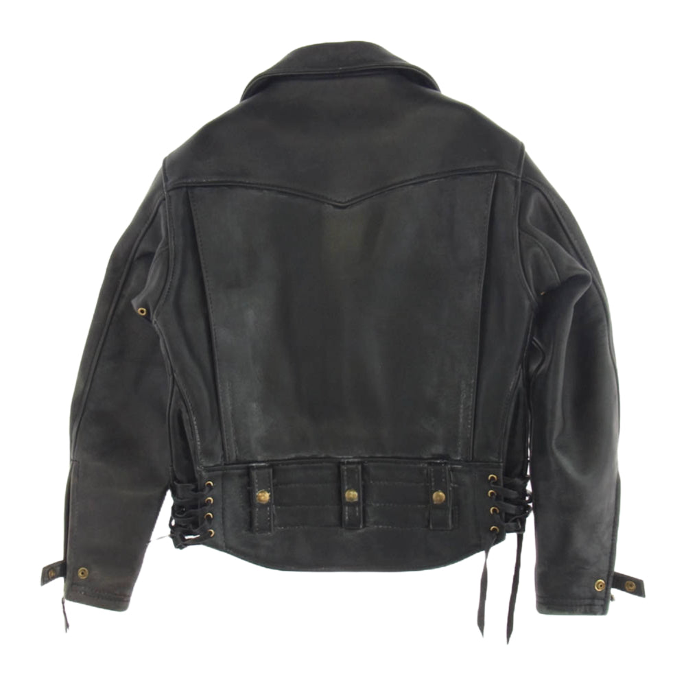 スケアクロウ Yah-Ta-Hey ヤタヘイ MADE IN USA SPE CALIFORNIA LEATHER カルフォルニア レザー ダブル ライダース ジャケット ブラック系 38【中古】