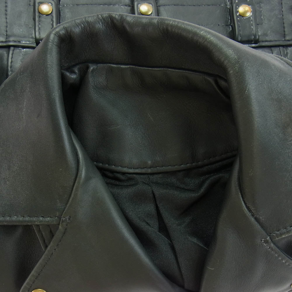 スケアクロウ Yah-Ta-Hey ヤタヘイ MADE IN USA SPE CALIFORNIA LEATHER カルフォルニア レザー ダブル ライダース ジャケット ブラック系 38【中古】