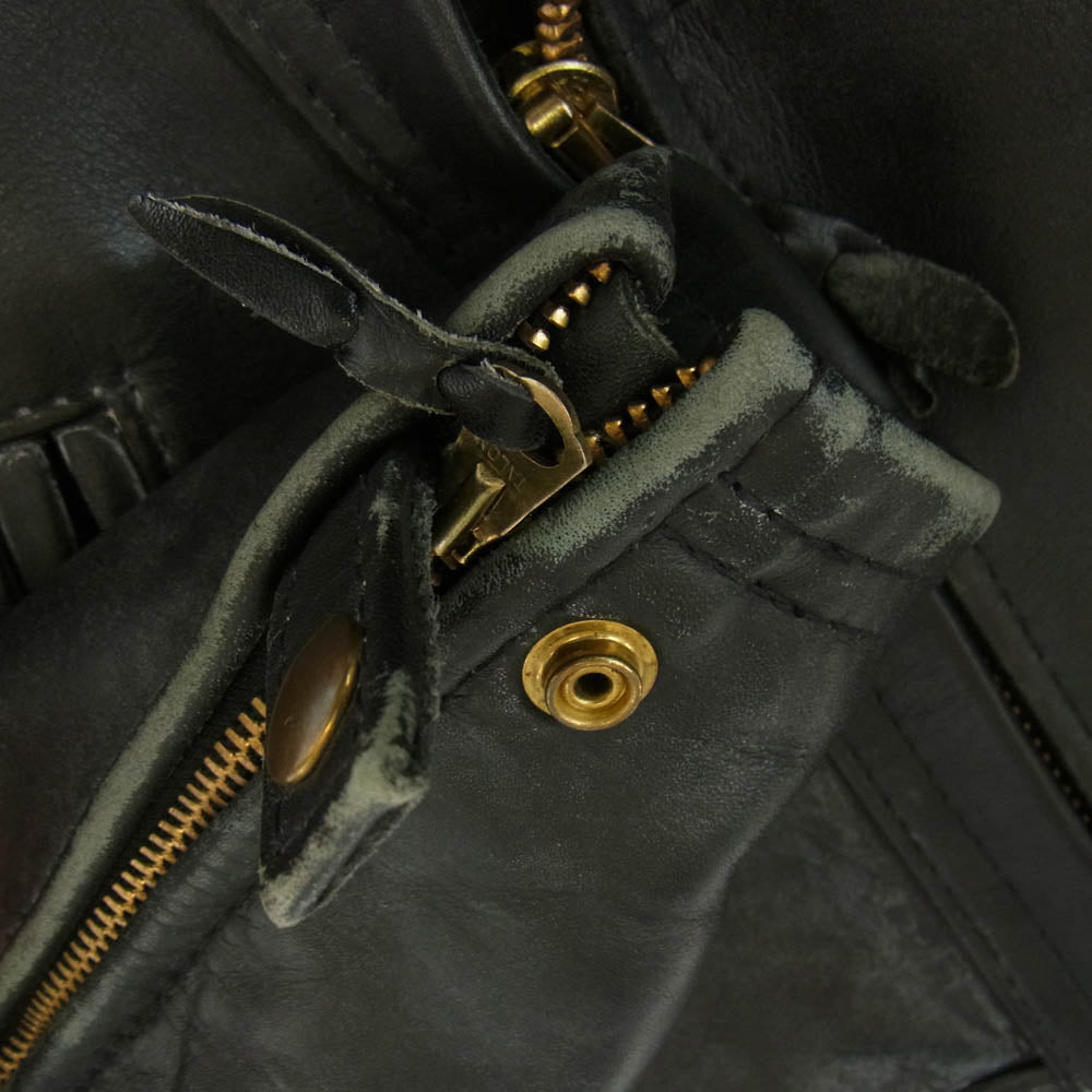 スケアクロウ Yah-Ta-Hey ヤタヘイ MADE IN USA SPE CALIFORNIA LEATHER カルフォルニア レザー ダブル ライダース ジャケット ブラック系 38【中古】