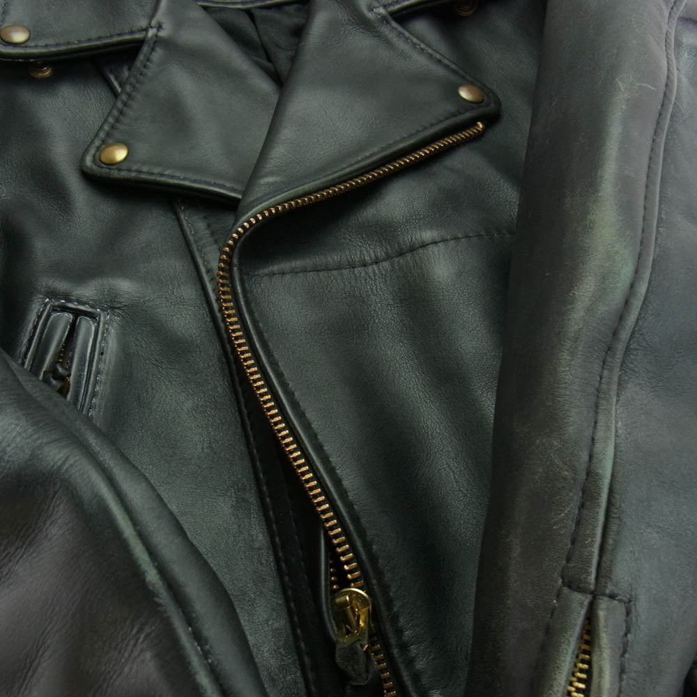 スケアクロウ Yah-Ta-Hey ヤタヘイ MADE IN USA SPE CALIFORNIA LEATHER カルフォルニア レザー ダブル ライダース ジャケット ブラック系 38【中古】