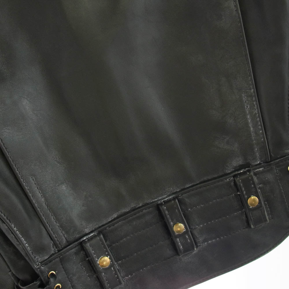 スケアクロウ Yah-Ta-Hey ヤタヘイ MADE IN USA SPE CALIFORNIA LEATHER カルフォルニア レザー ダブル ライダース ジャケット ブラック系 38【中古】