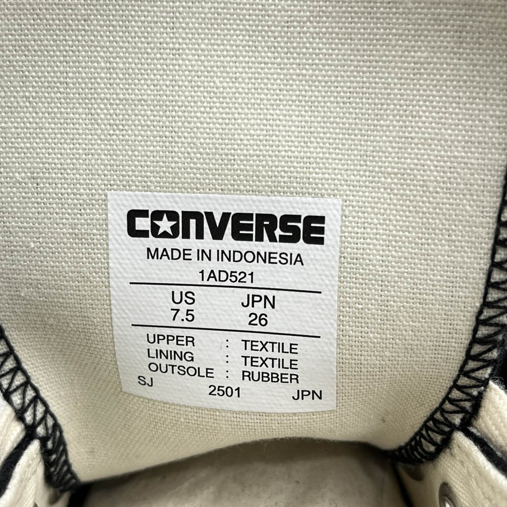 CONVERSE コンバース 1AD521 CHUCK TAYLOR CANVAS HI ADDICT 2025 SPRING 2 COLLECTION チャックテイラー オールスター キャンバス ハイカット アディクト スニーカー ビブラムソール ブラック系 26cm【新古品】【未使用】【中古】