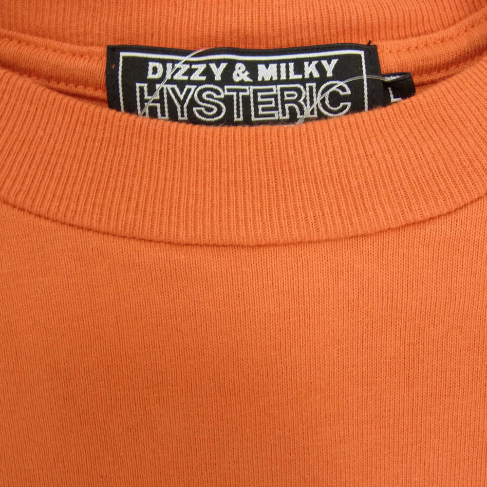 HYSTERIC GLAMOUR ヒステリックグラマー 25SS 02251CL06 HG.INC. フロント アーム ロゴプリント ロングスリーブ Tシャツ 長袖カットソー オレンジ系 L【中古】