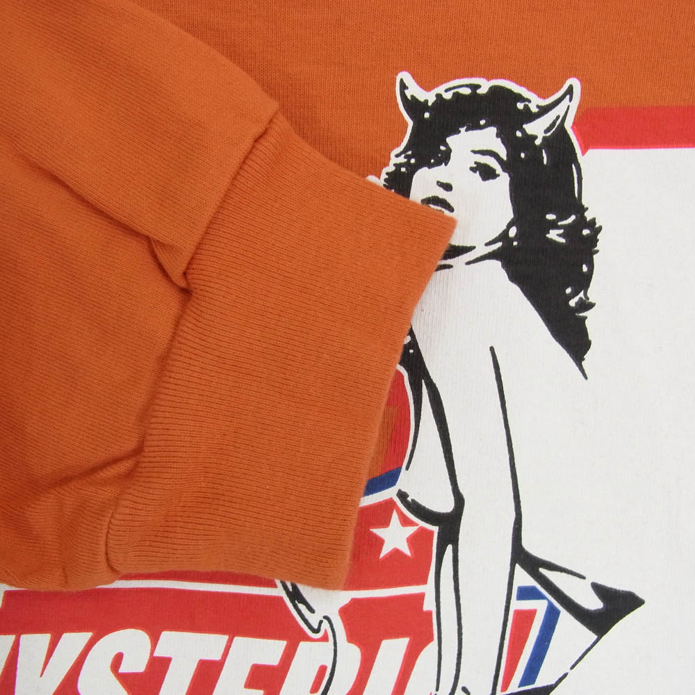 HYSTERIC GLAMOUR ヒステリックグラマー 25SS 02251CL06 HG.INC. フロント アーム ロゴプリント ロングスリーブ Tシャツ 長袖カットソー オレンジ系 L【中古】
