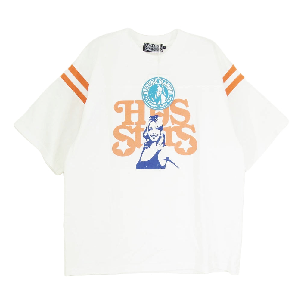 HYSTERIC GLAMOUR ヒステリックグラマー 25SS 02251CT07 HYS STARS フロントプリント Tシャツ 半袖カットソー ホワイト系 L【新古品】【未使用】【中古】