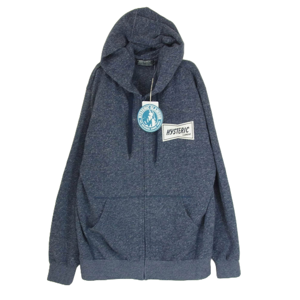 HYSTERIC GLAMOUR ヒステリックグラマー 25SS 02251CF03 COFFEE SHOP バックプリント ジップアップ パーカー ブルー系 L【美品】【中古】