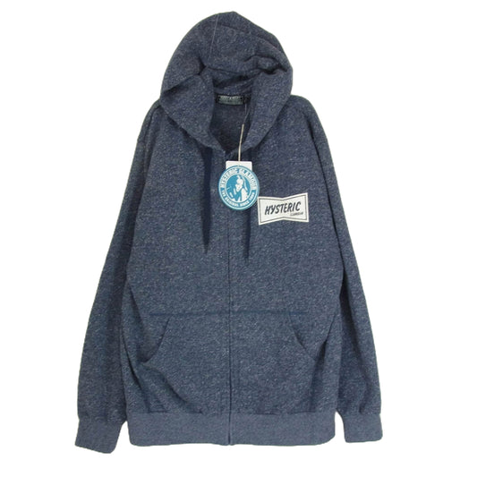 HYSTERIC GLAMOUR ヒステリックグラマー 25SS 02251CF03 COFFEE SHOP バックプリント ジップアップ パーカー ブルー系 L【美品】【中古】