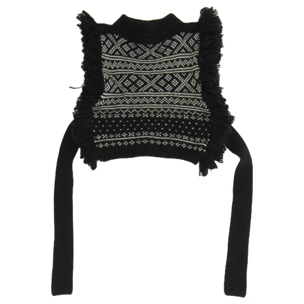 HYKE ハイク 23AＷ NORDIC FRINGE SWEATER VEST ノルディック フリンジ セーター ニット ベスト ブラック系【中古】